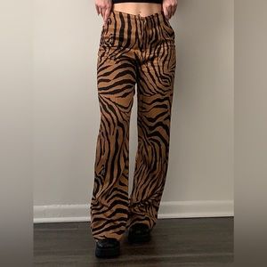 Zara Satin Zebra Print Trousers